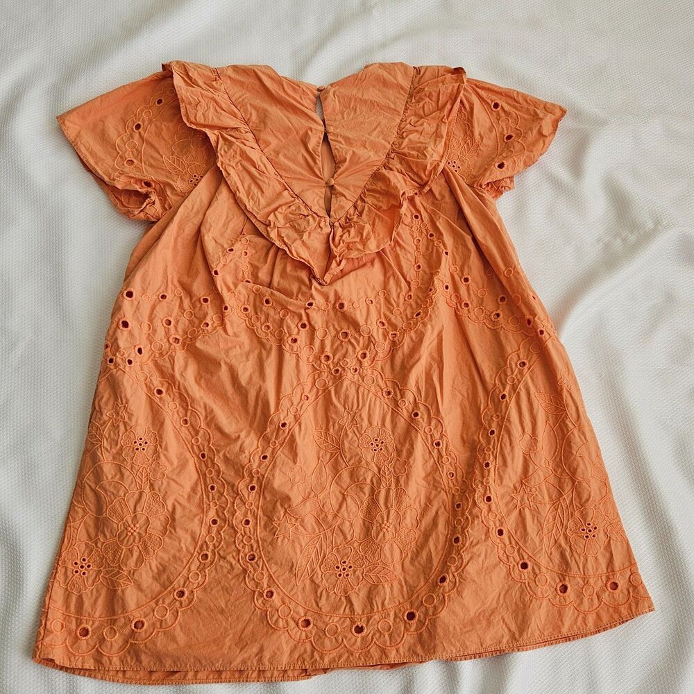Ellison Orange Eyelet Babydoll Dress with pockets Medium womens - Picture 2 of 11